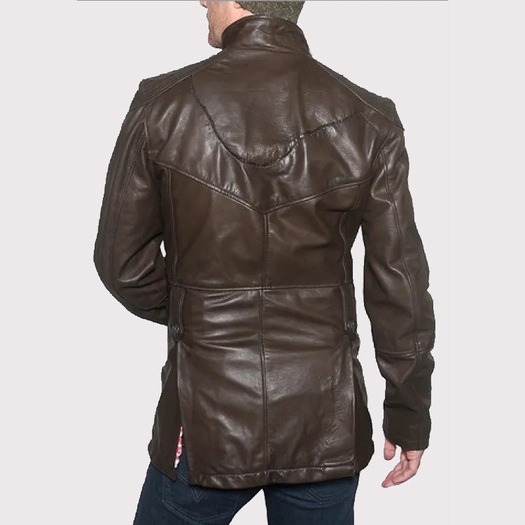 Vintage Brown Designer Leather Blazer for Men - AMSEL LEATHERS