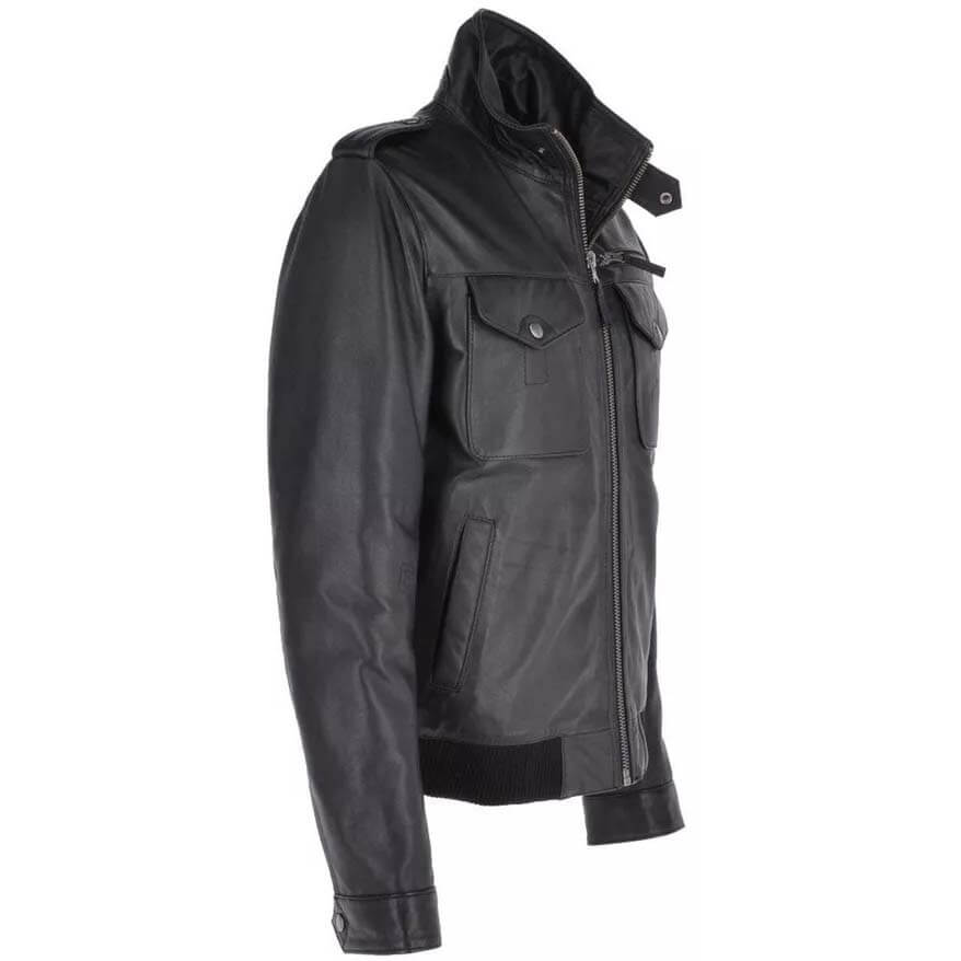 Men's Vintage Distressed Black Leather Cafe Racer Biker Jacket - AMSEL LEATHERS