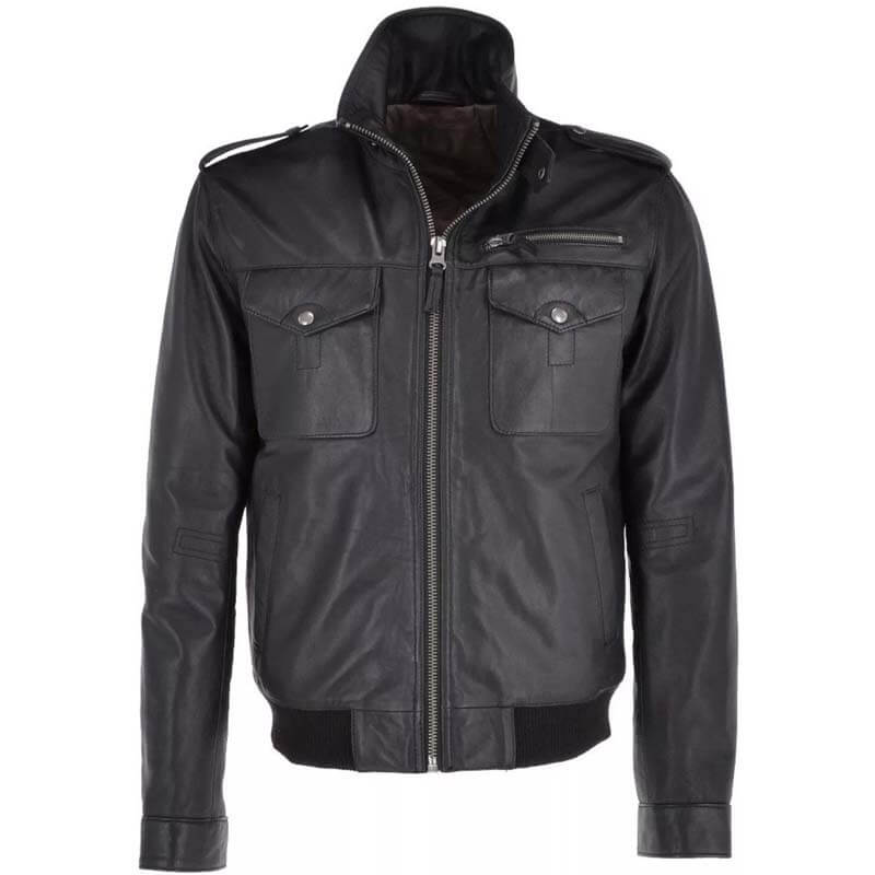 Men's Vintage Distressed Black Leather Cafe Racer Biker Jacket - AMSEL LEATHERS