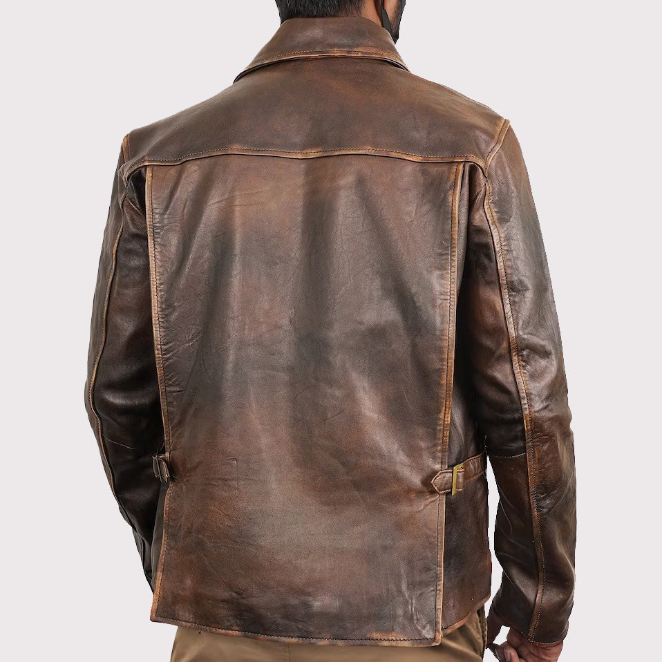 Men's Vintage Distressed Brown Western Style Jacket - Handmade Cowboy Fashion - AMSEL LEATHERS