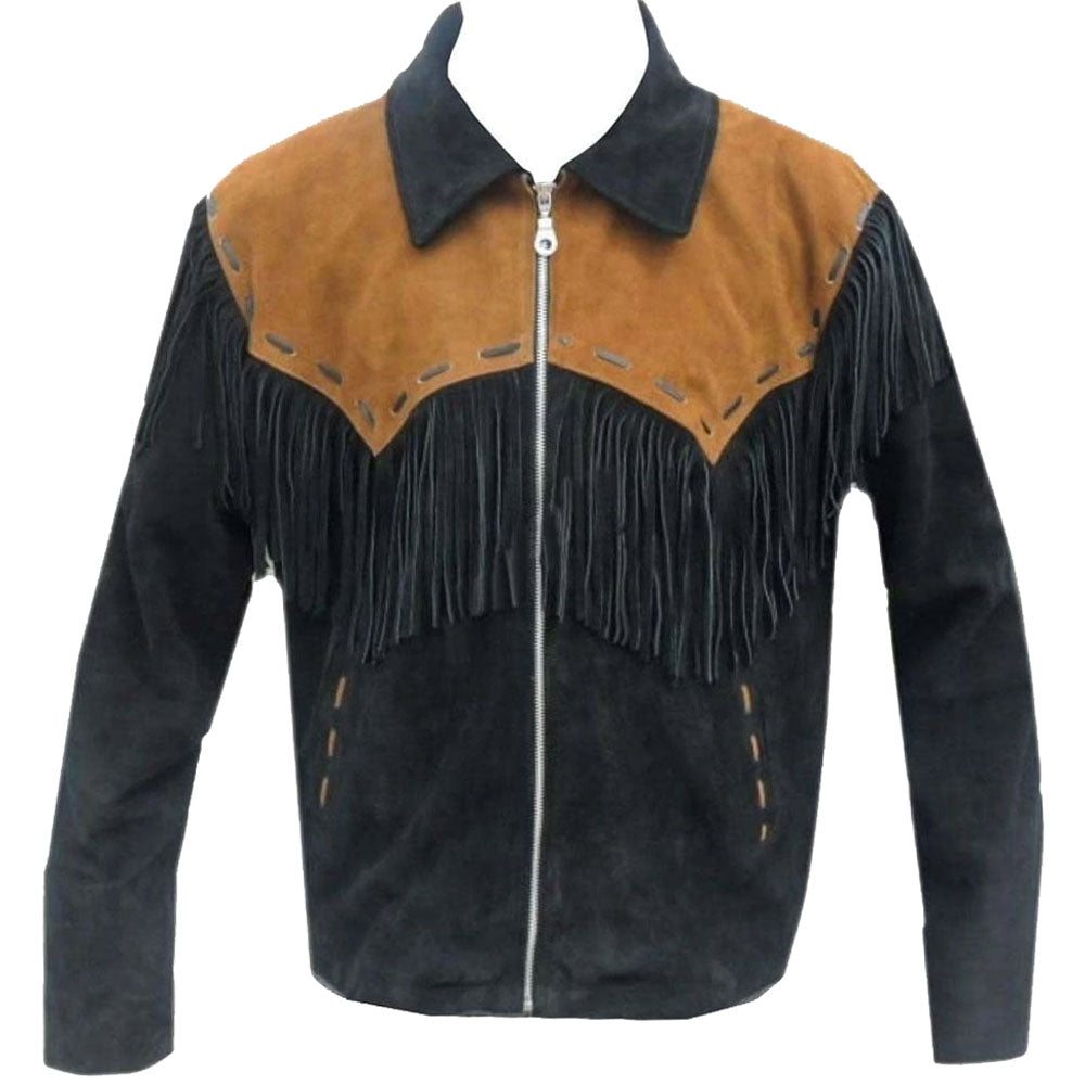 Men's Western Cowboy Suede Leather Jacket - AMSEL LEATHERS