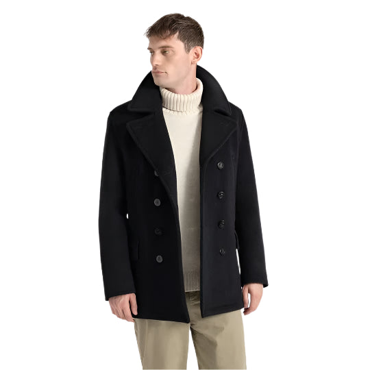 Men's Wool Black Navy Peacoat - AMSEL LEATHERS