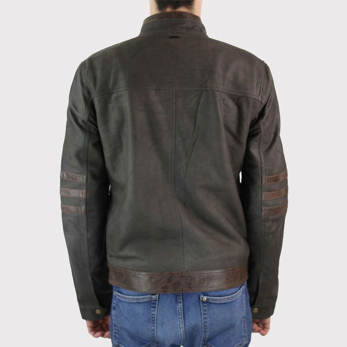 X-Men Wolverine Inspired Brown Biker Racing Jacket for Men - AMSEL LEATHERS