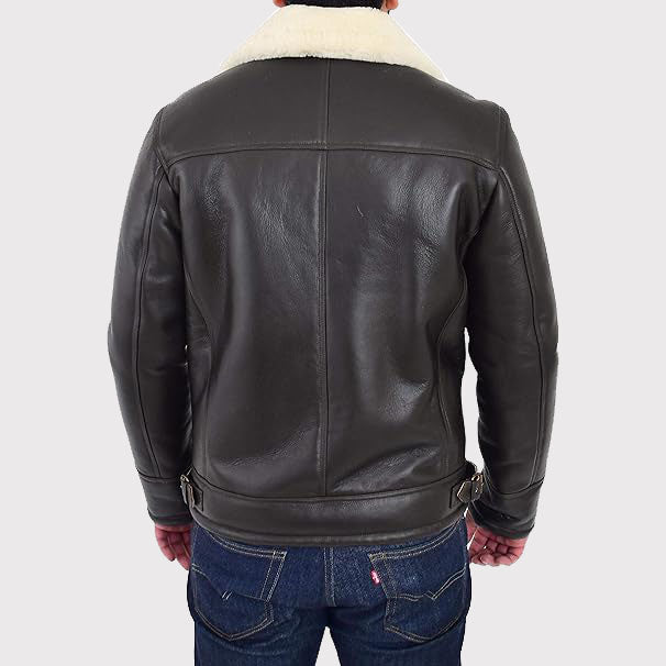 Men's X-Zip Fitted Shearling Aviator Bomber Coat - Sheepskin Flying Jacket - AMSEL LEATHERS