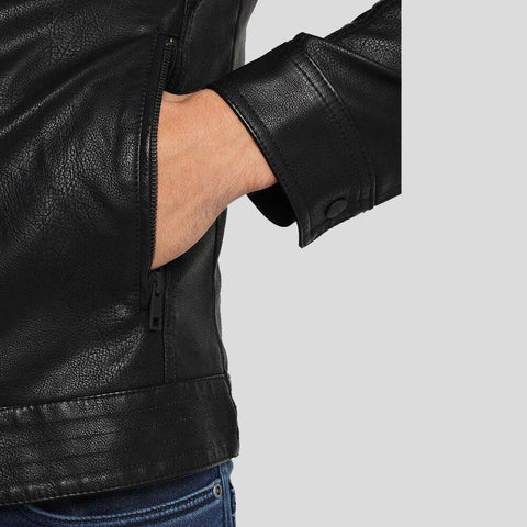 men's black quilted lambskin leather racer jacket silas styling view
