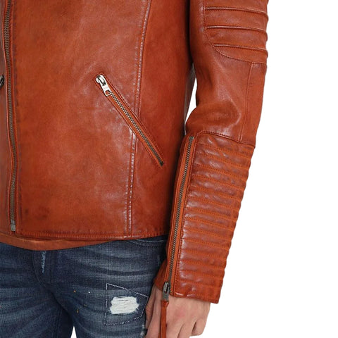 • leather jacket pocket detail brown
