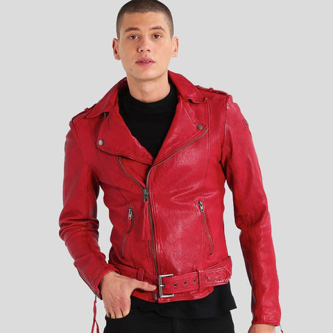 men's black lambskin leather bomber jacket osric front view
