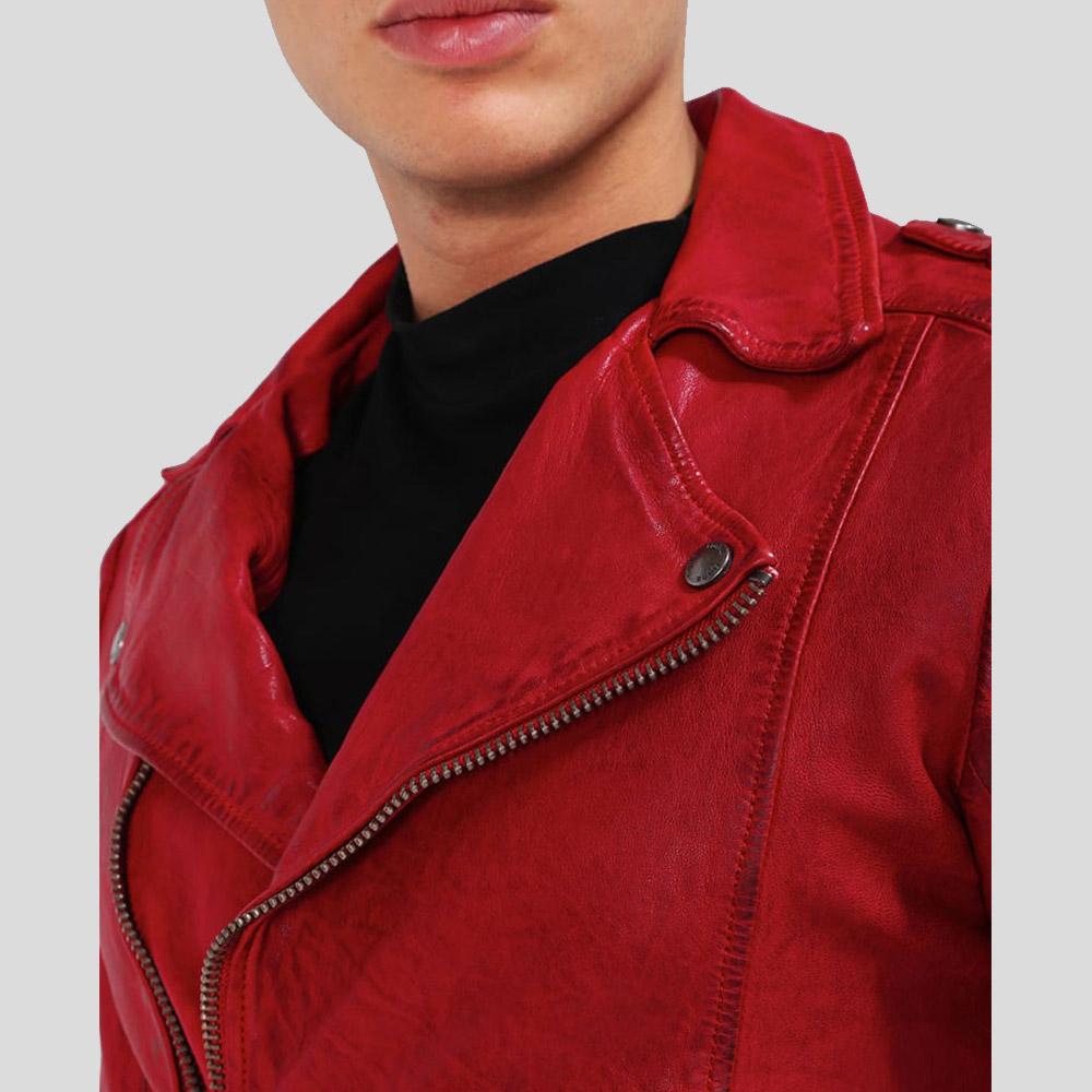 men's black lambskin leather bomber jacket osric side angle