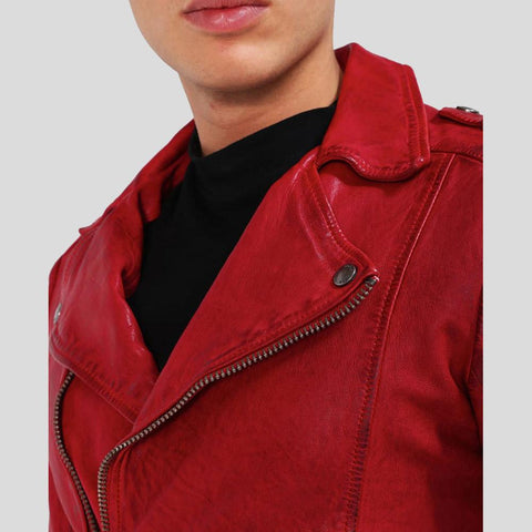 men's black lambskin leather bomber jacket osric side angle