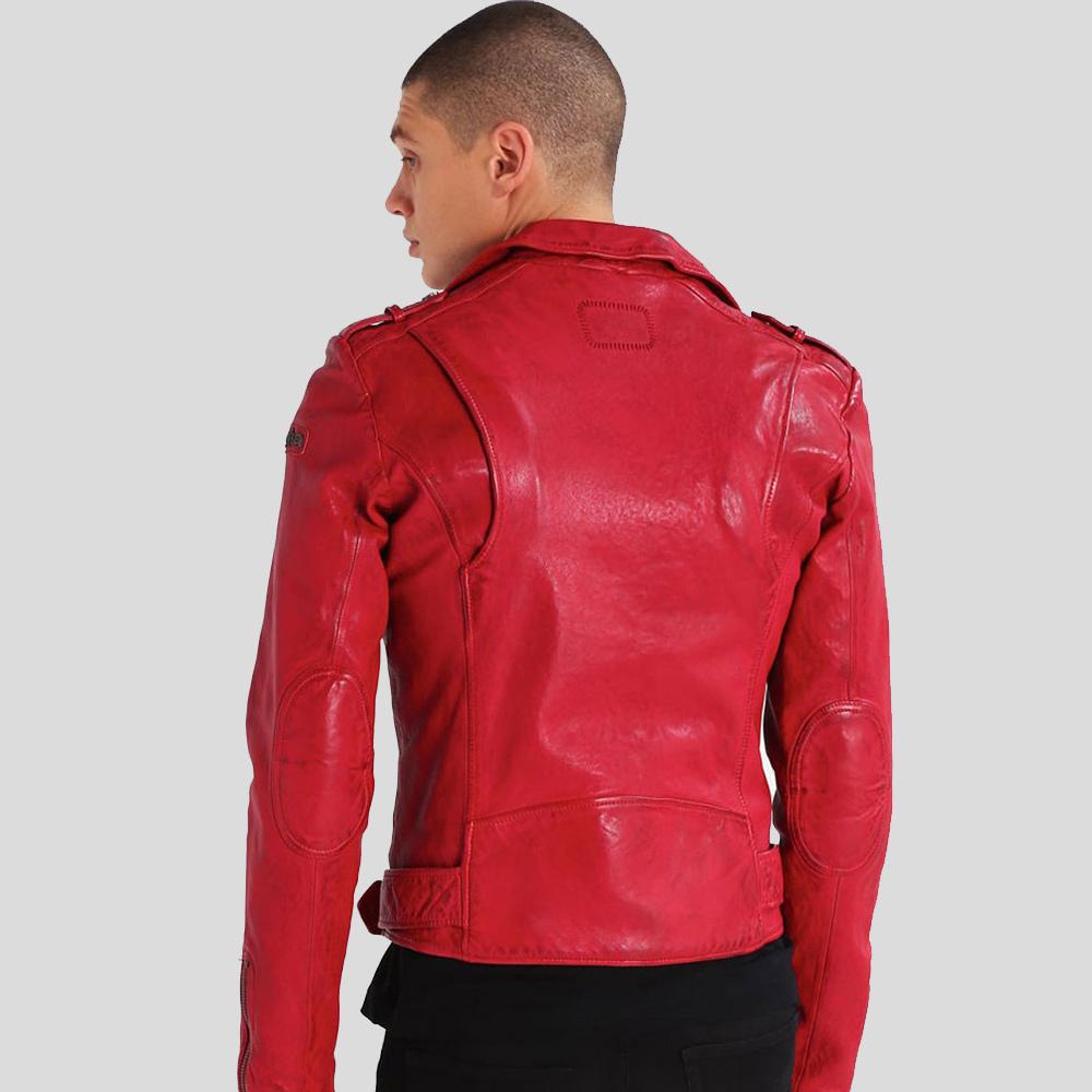 men's black lambskin leather bomber jacket osric back view