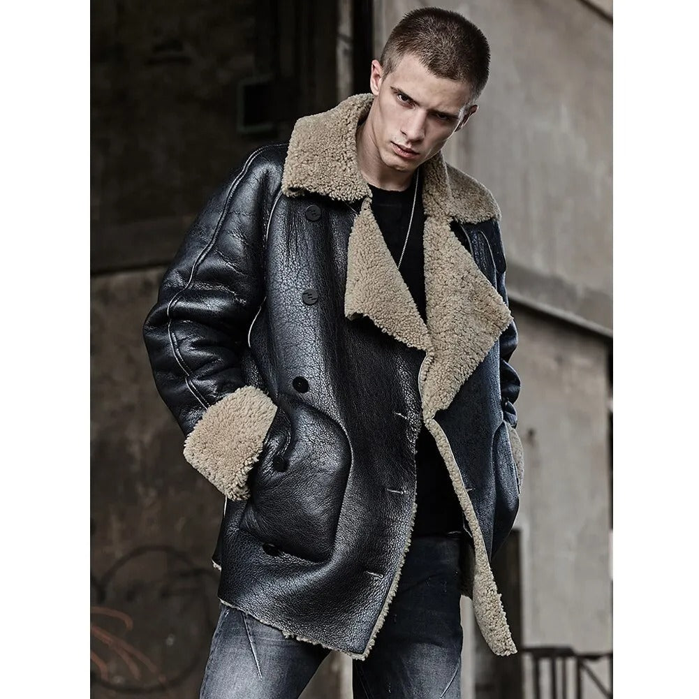 New Fashion Men's Sheepskin Shearling Fur Coat - AMSEL LEATHERS