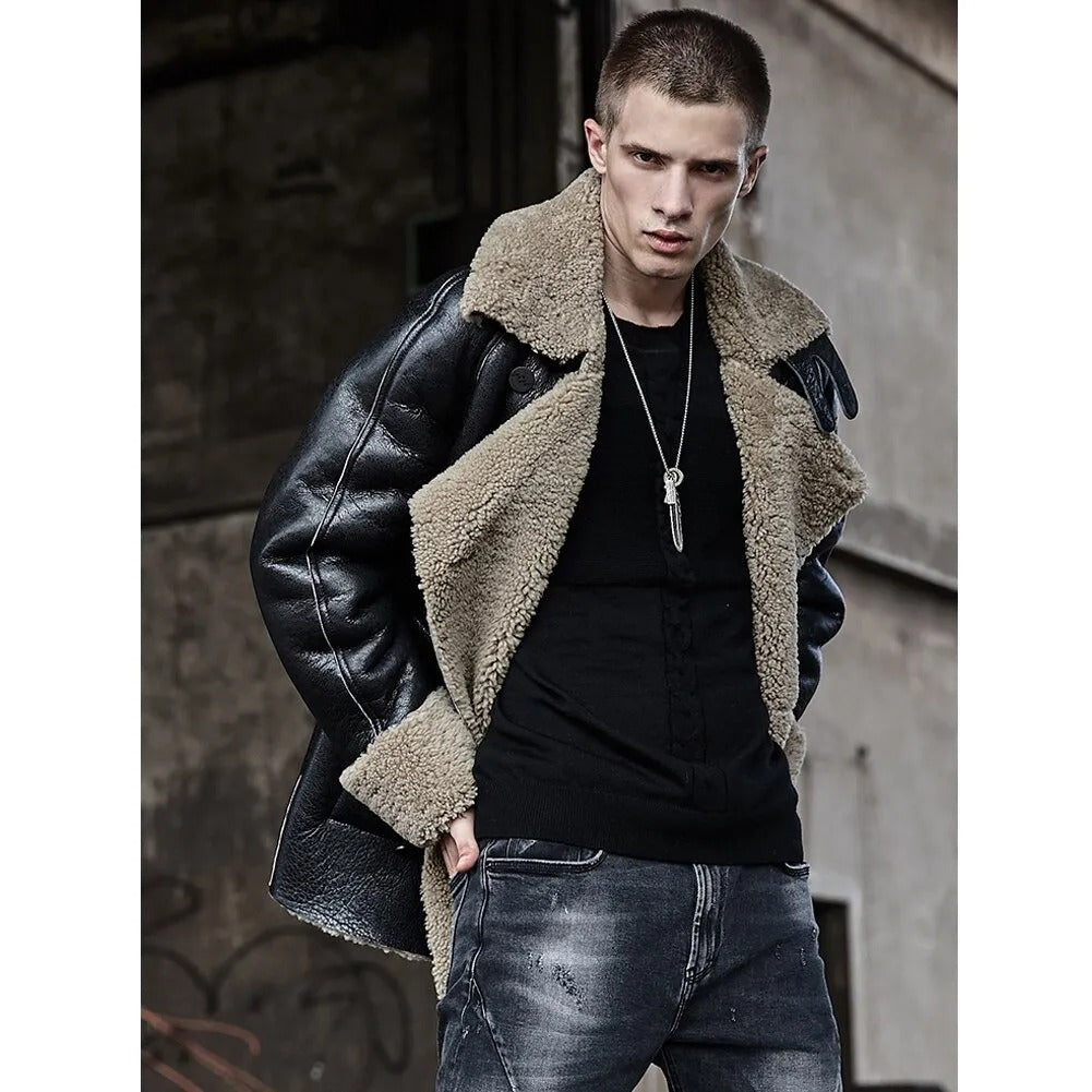 New Fashion Men's Sheepskin Shearling Fur Coat - AMSEL LEATHERS