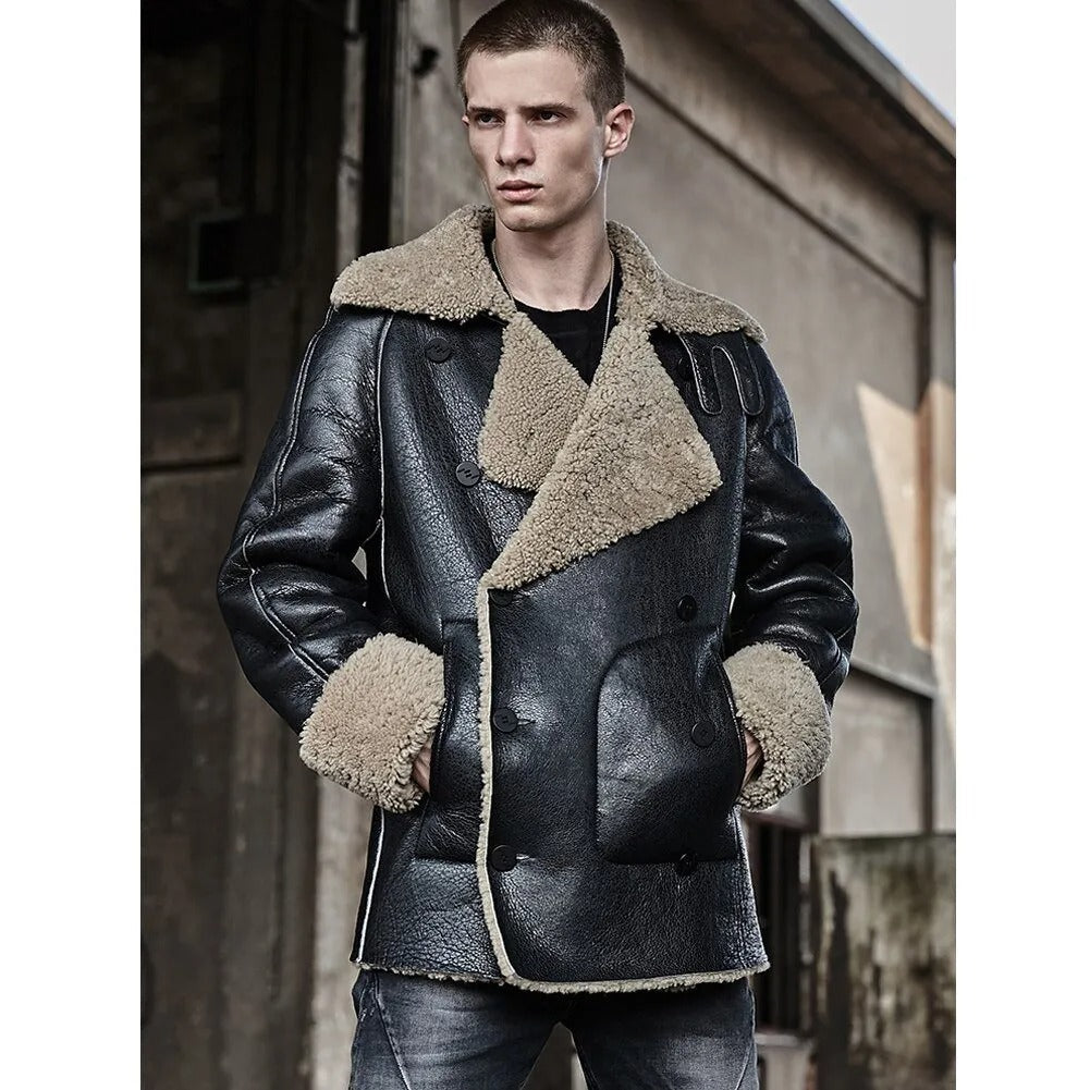 New Fashion Men's Sheepskin Shearling Fur Coat - AMSEL LEATHERS