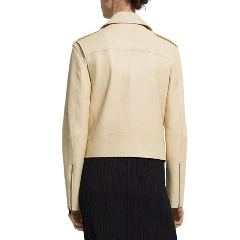 off white women's lambskin leather biker jacket