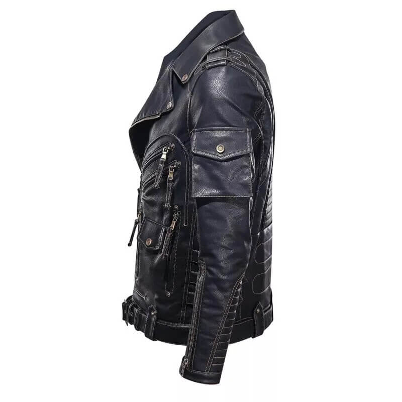 Top Men’s Leather Cafe Racer Biker Jacket - Genuine Cowhide - AMSEL LEATHERS