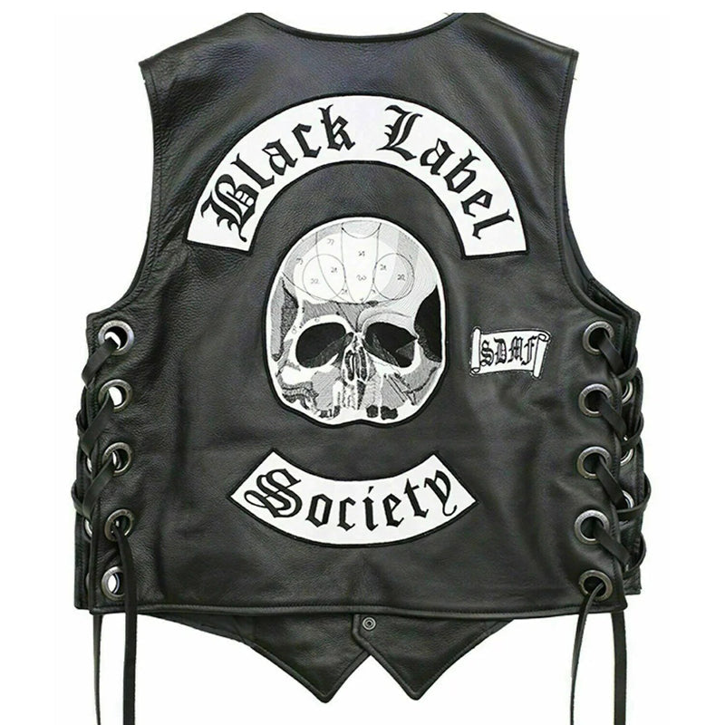 Men's Black Label Society Doom Crew Leather Vest - AMSEL LEATHERS