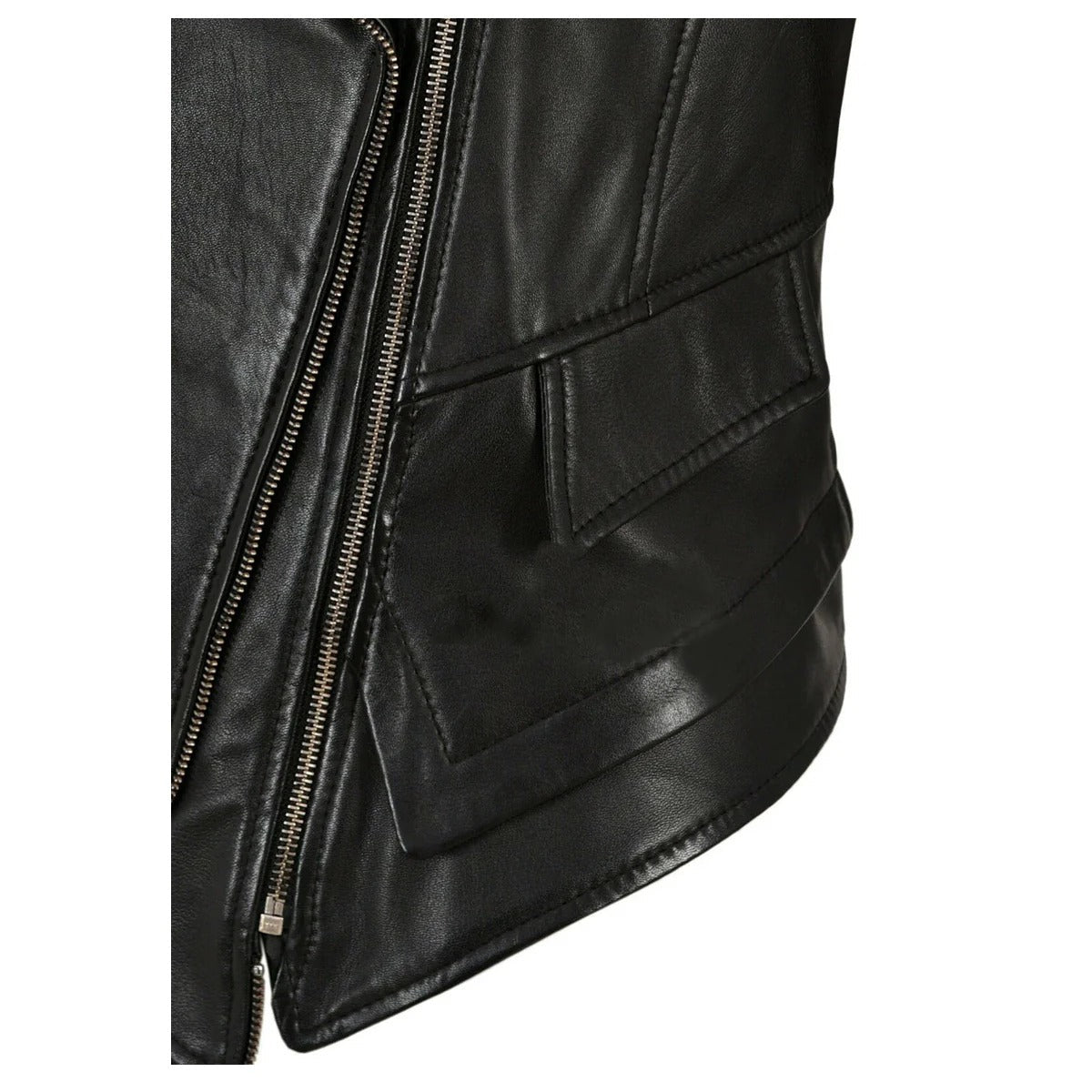 Women’s Double-Breasted Punk Motorcycle Leather Waistcoat - AMSEL LEATHERS