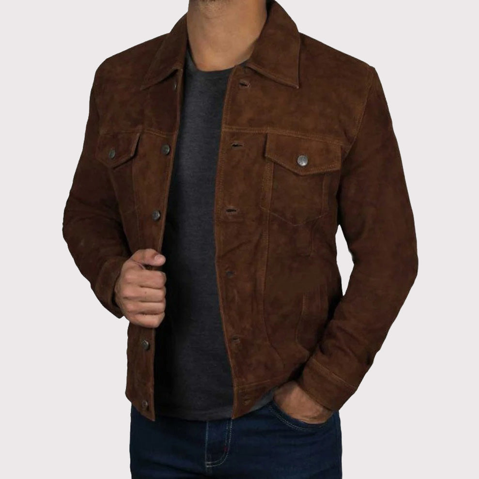 Premium Men's Logan Brown Suede Leather Jacket - AMSEL LEATHERS