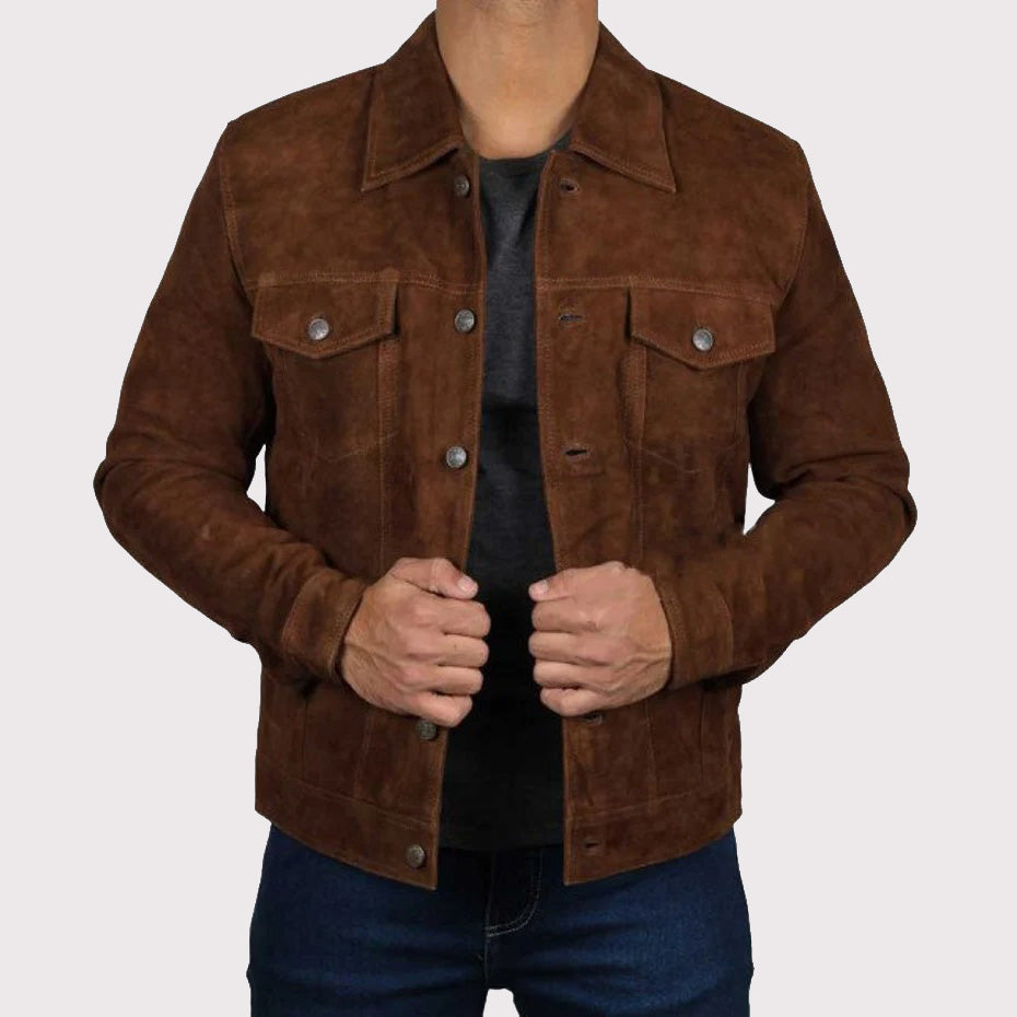 Premium Men's Logan Brown Suede Leather Jacket - AMSEL LEATHERS