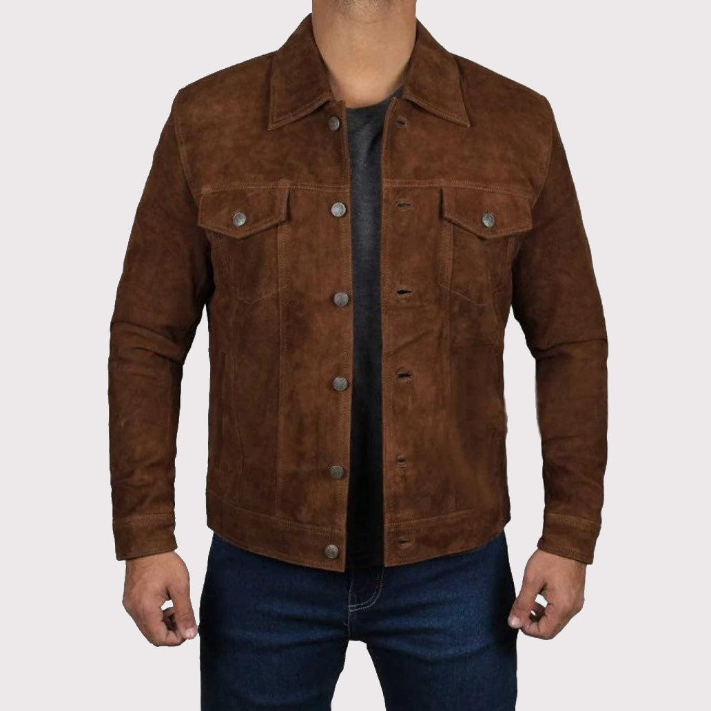 Premium Men's Logan Brown Suede Leather Jacket - AMSEL LEATHERS