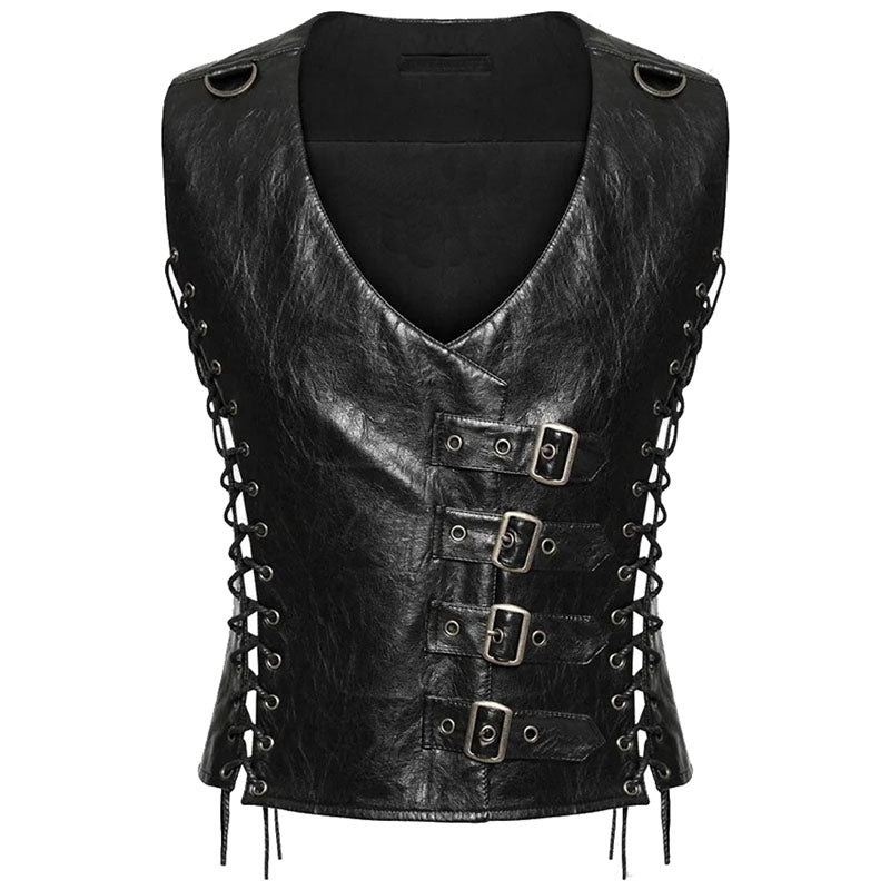 Punk Rave Men's Steampunk Waistcoat Vest Black - AMSEL LEATHERS