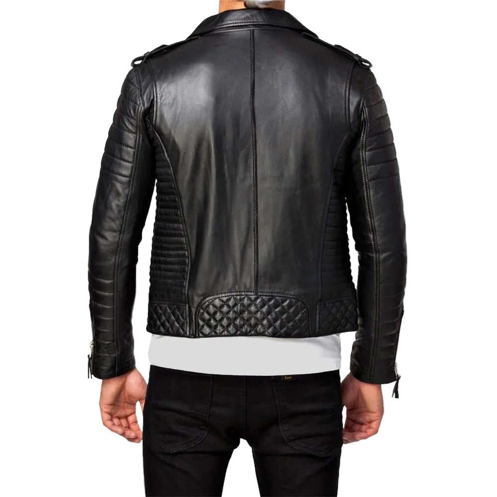 • quilted biker jacket detail close up
