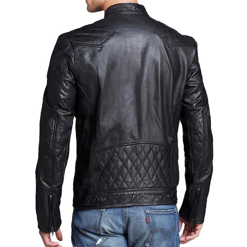 • quilted racer jacket detail close up
