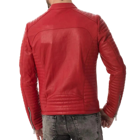• red leather texture detail jacket
