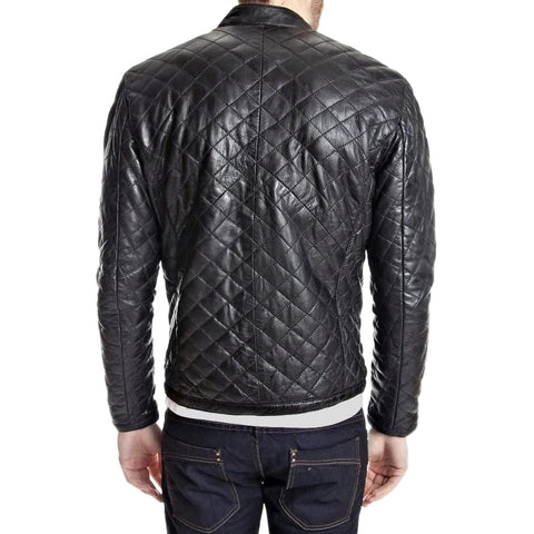 Kyler Black Quilted Leather Jacket for Men