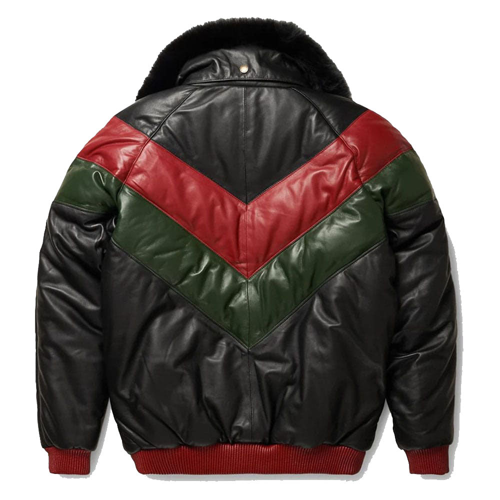 Stylish Multicolor V-Bomber Leather Jacket - AMSEL LEATHERS