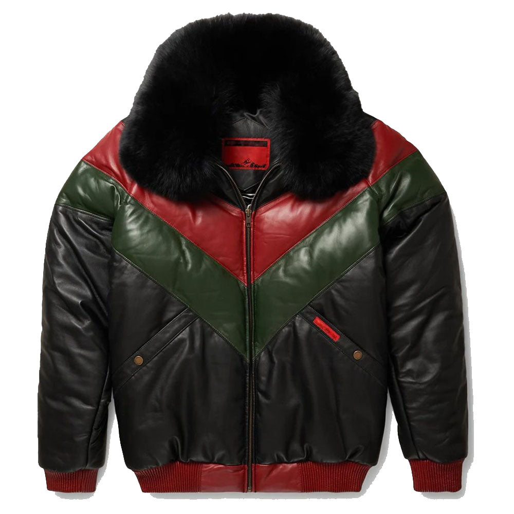 Stylish Multicolor V-Bomber Leather Jacket - AMSEL LEATHERS