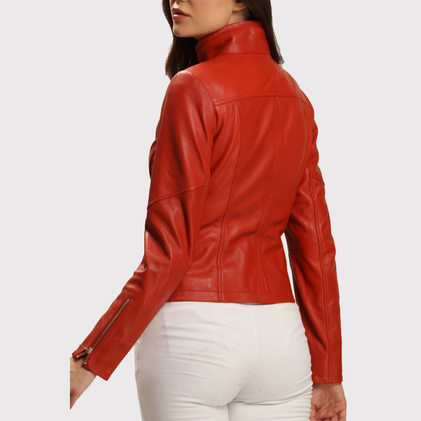 Amazing Bright Red Leather Jacket for Women - AMSEL LEATHERS