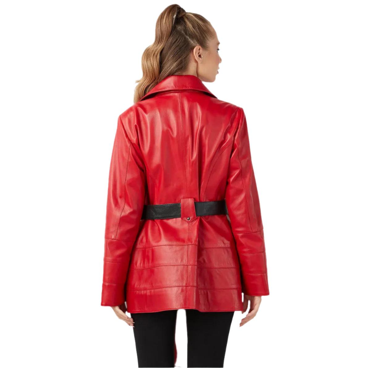 Red Leather Trench Coat for Women – Bold & Stylish Statement Piece - AMSEL LEATHERS