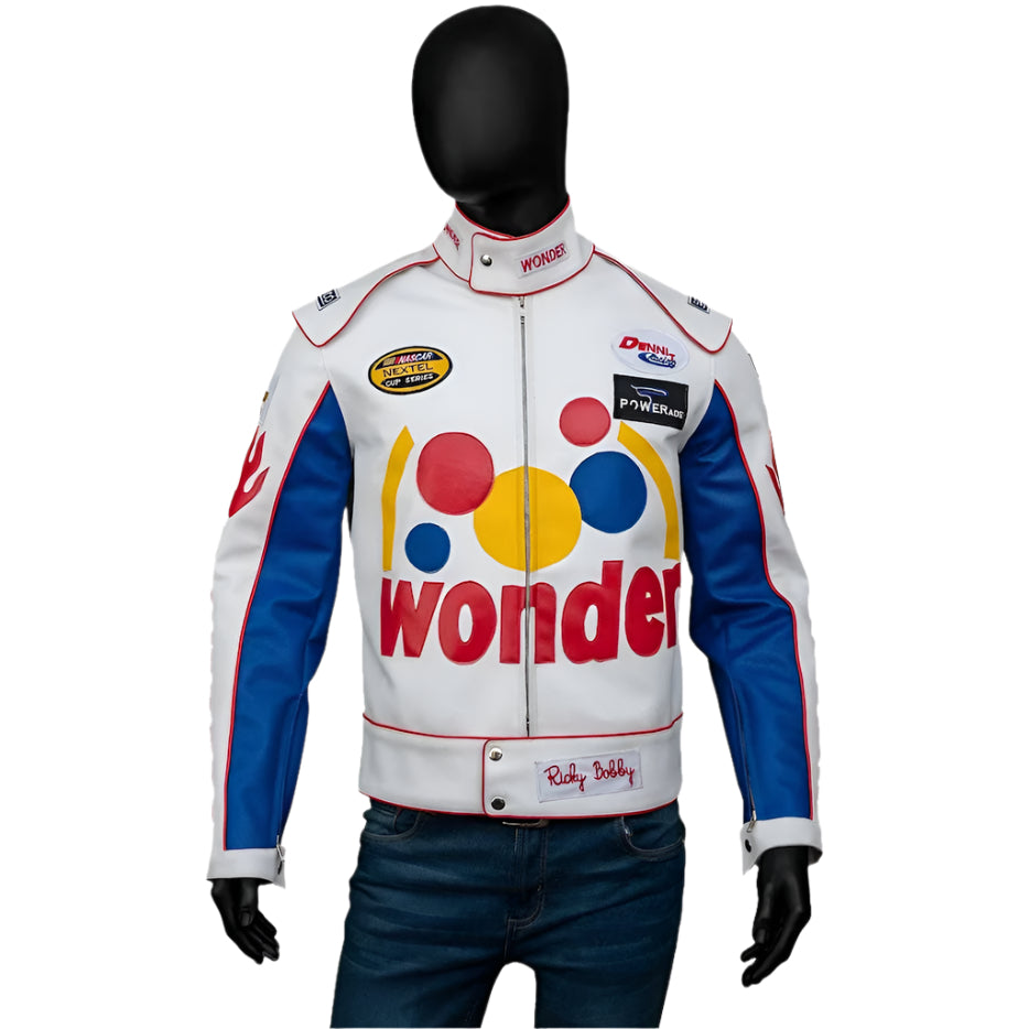 The Ballad of Ricky Bobby Wonder Bread Costume Racing Jacket for Men - AMSEL LEATHERS