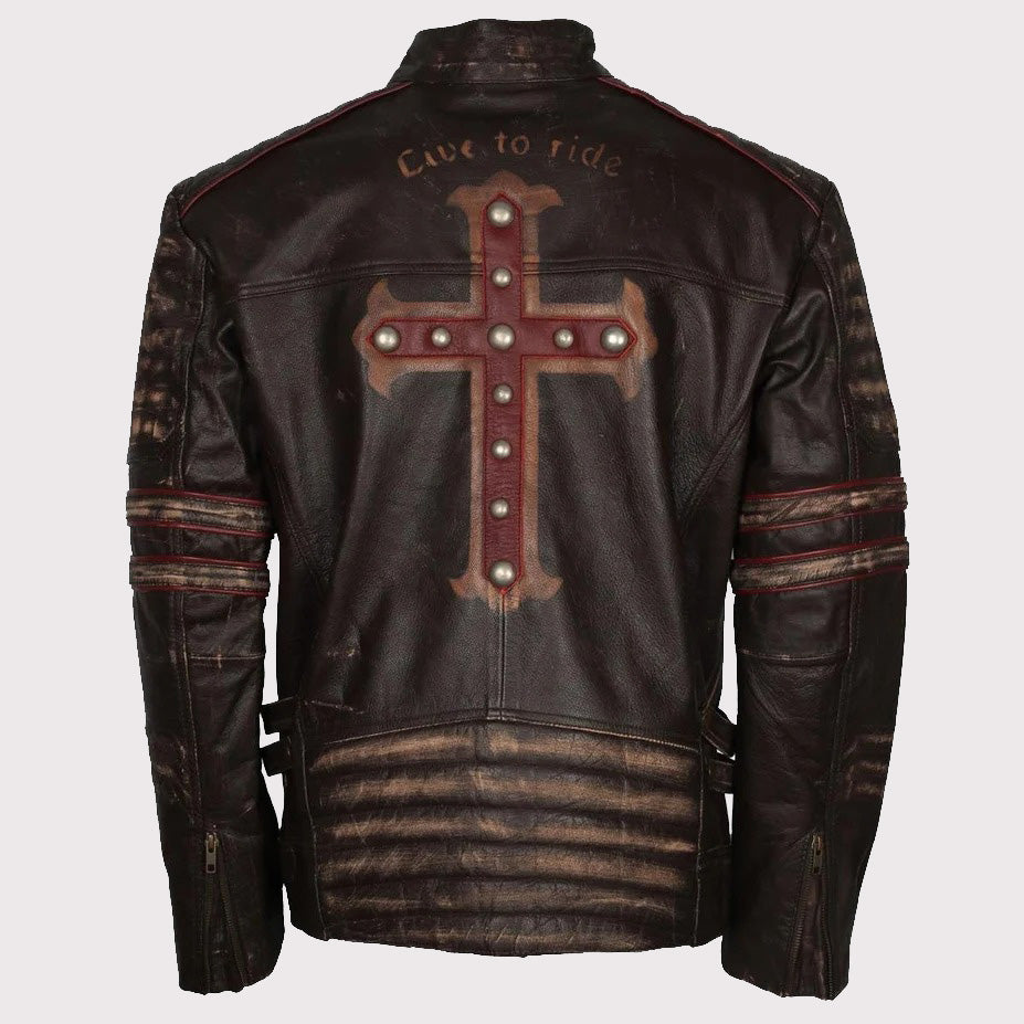 Rider Vintage Café Racer Distressed Brown Leather Jacket for Men - Retro Biker Style - AMSEL LEATHERS