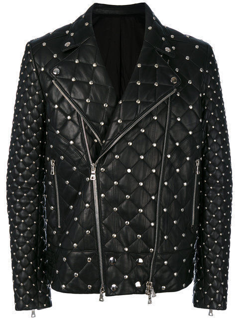 Customized Silver Studded Fashion Leather Jacket Men - AMSEL LEATHERS