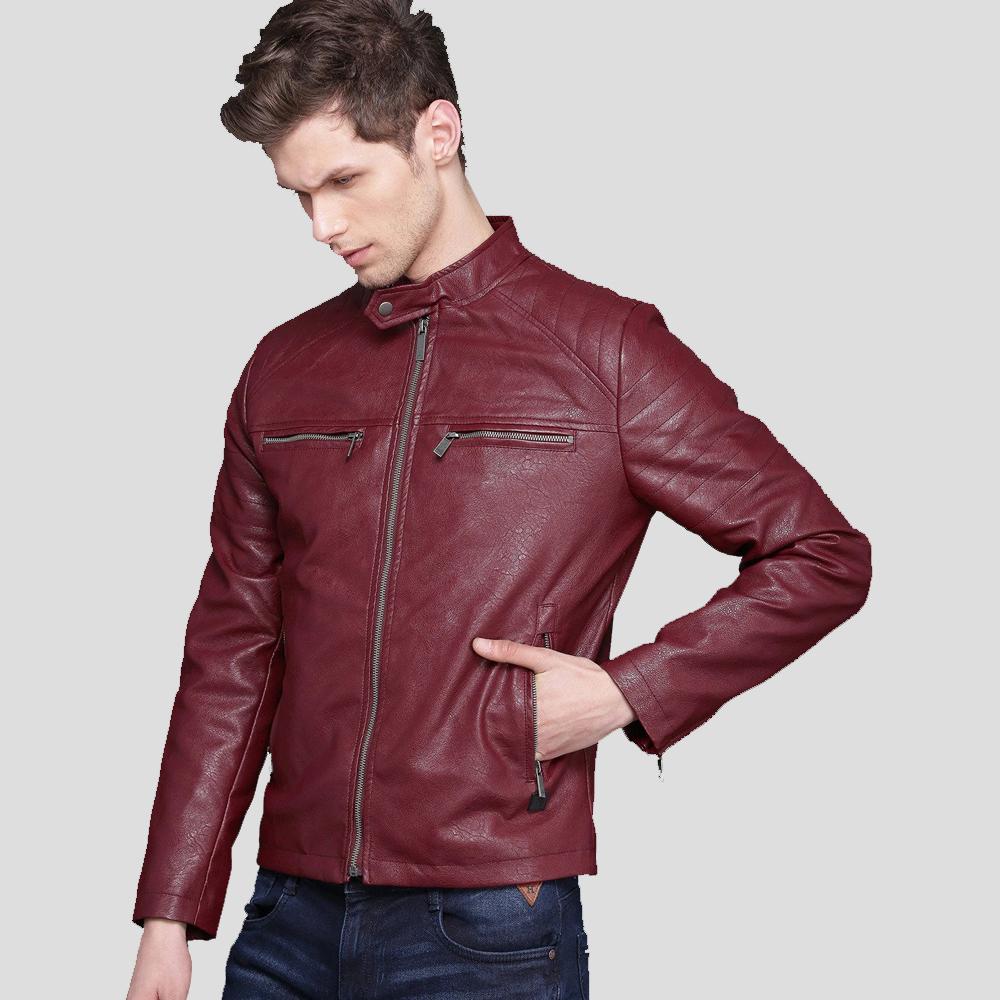 men's black quilted lambskin leather biker jacket damon side angle