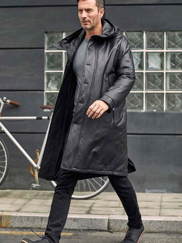 • oversized leather winter jacket side angle
