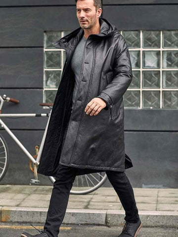 • oversized leather winter jacket side angle
