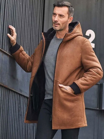 • long leather coat side angle mens
