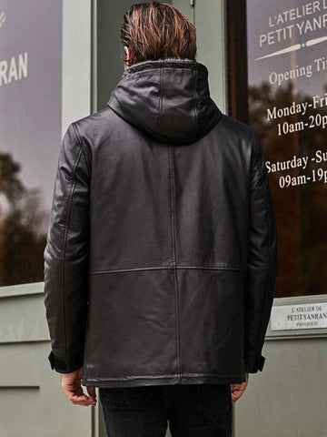 • mens winter overcoat hood detail
