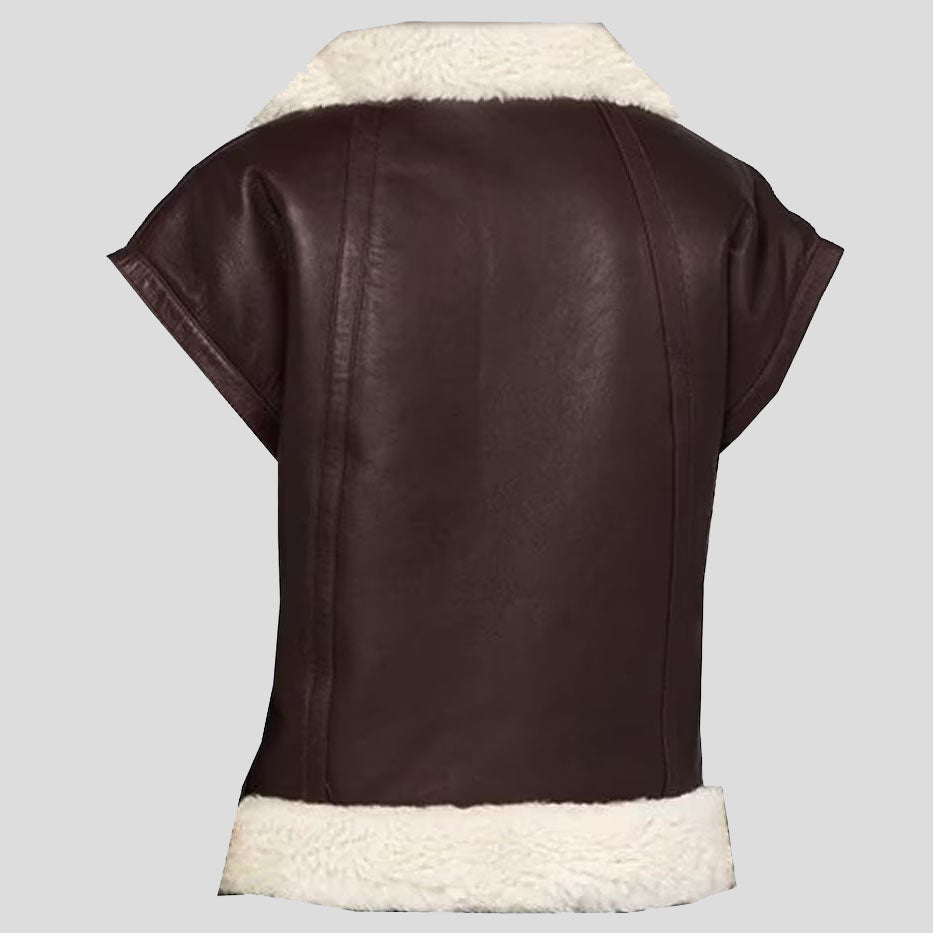 Shearling Sheepskin Leather Vest for Women - AMSEL LEATHERS