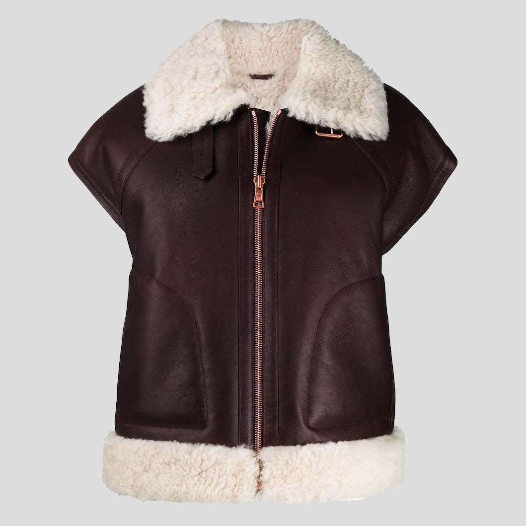 Shearling Sheepskin Leather Vest for Women - AMSEL LEATHERS