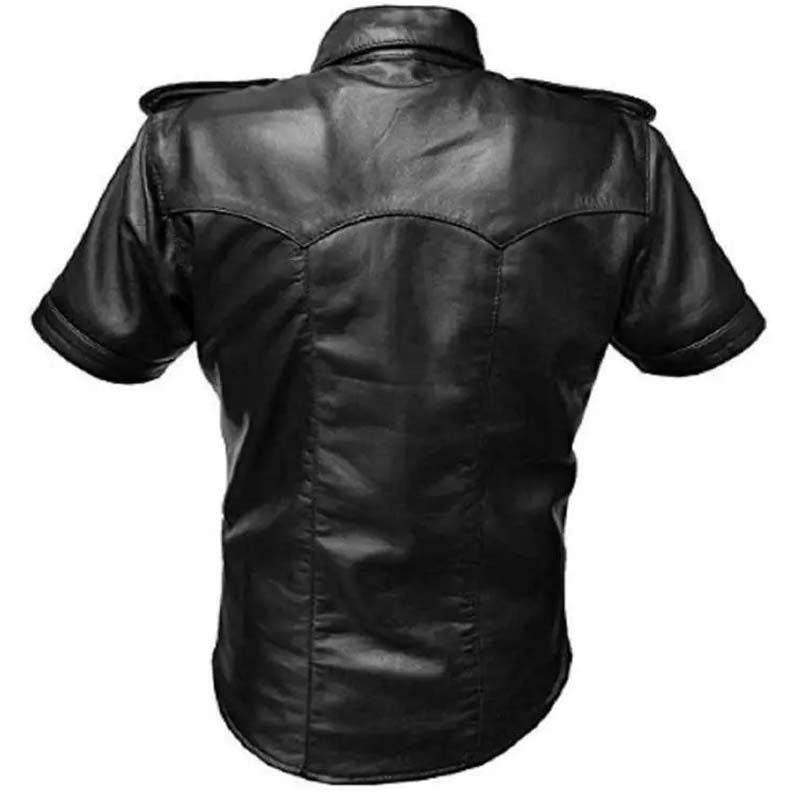 Men's Hot Police Uniform Sheep Leather Shirt - AMSEL LEATHERS