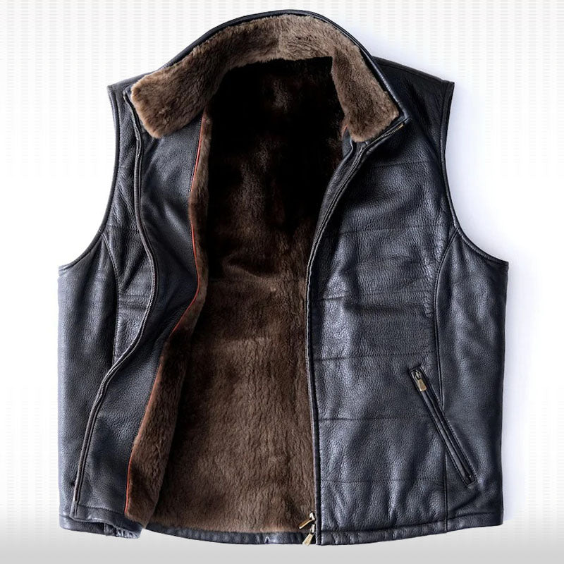 Men's Shearling Sheepskin Vest - AMSEL LEATHERS