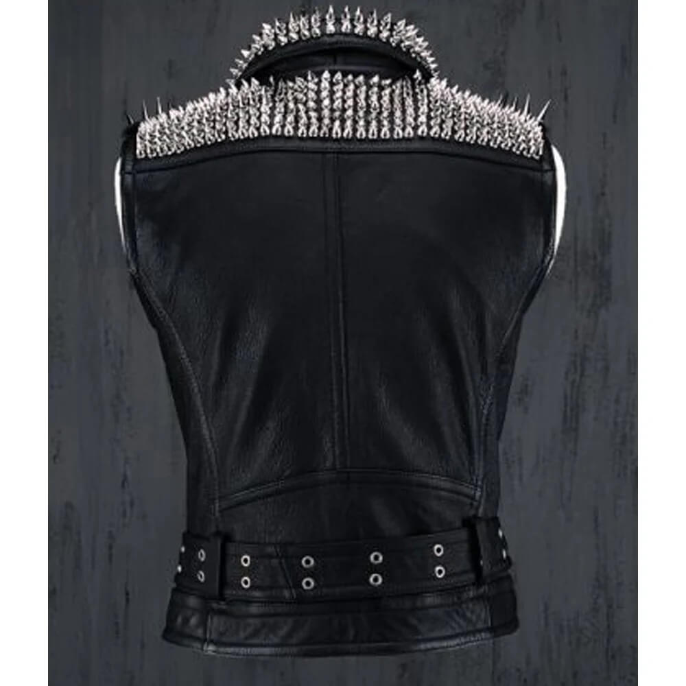 Men’s Silver Studded Leather Vest Party Wear - AMSEL LEATHERS