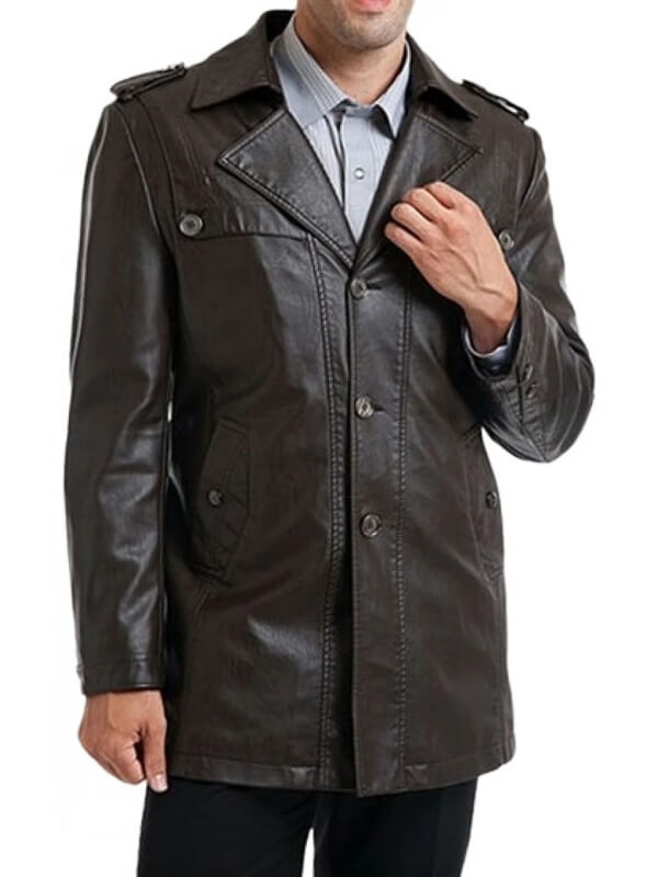 Single-Breasted Men's Black Motorcycle Leather Coat - AMSEL LEATHERS