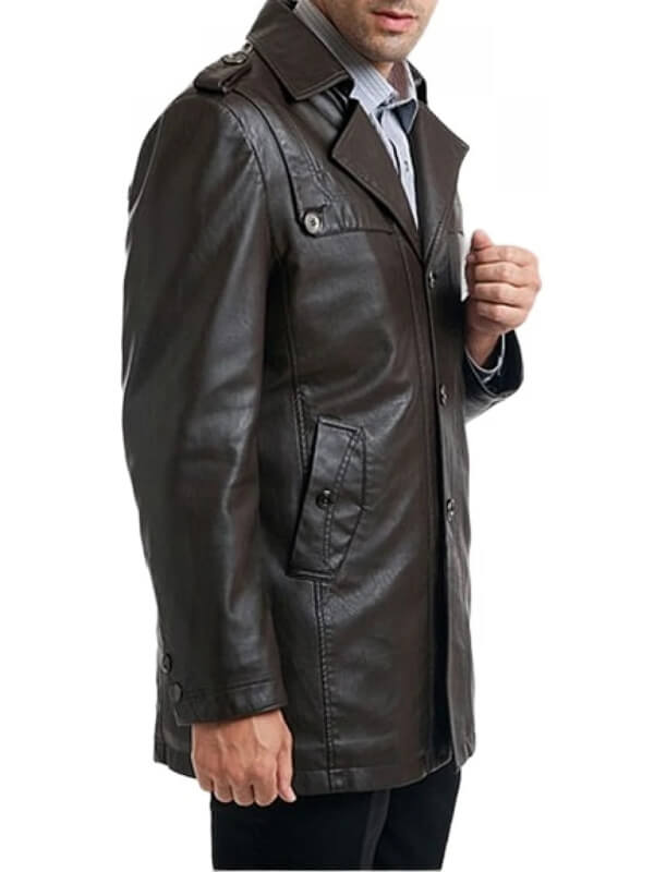 Single-Breasted Men's Black Motorcycle Leather Coat - AMSEL LEATHERS