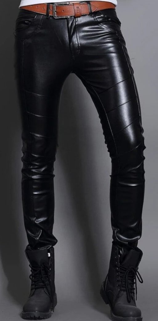 Skin Tight Black Leather Motorcycle Pants for Men - AMSEL LEATHERS