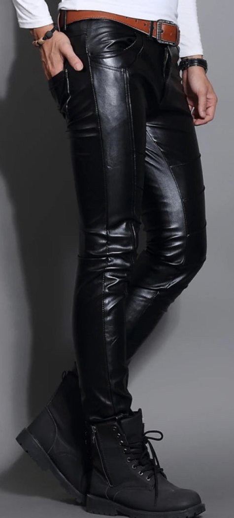 Skin Tight Black Leather Motorcycle Pants for Men - AMSEL LEATHERS